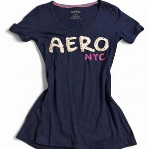 AERO NYC Navy Logo Tee Vintage y2k